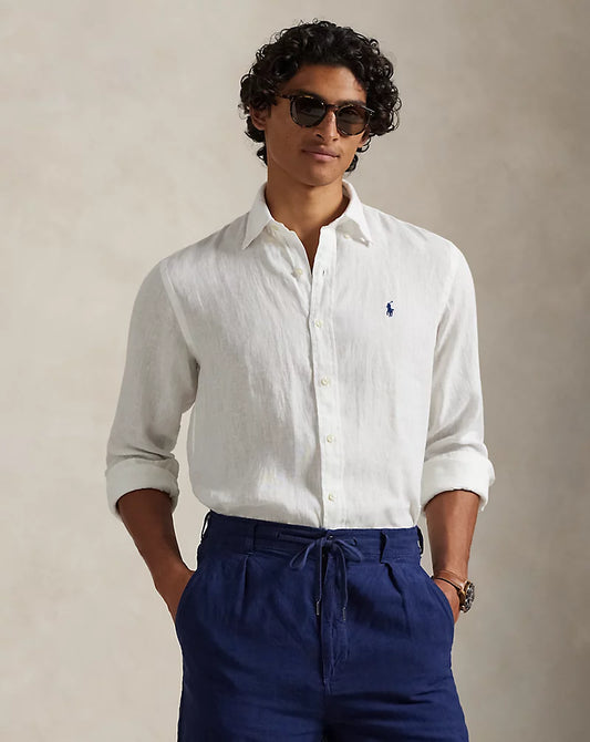 Polo Ralph Lauren Custom Fit Linen Shirt-White