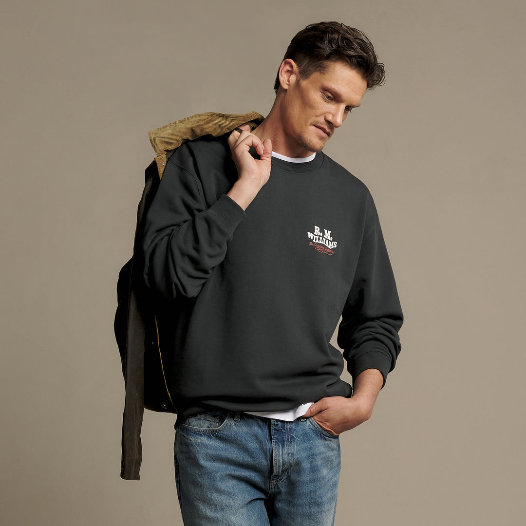 RM Williams Kandos Crewneck Sweatshirt-Vintage Black