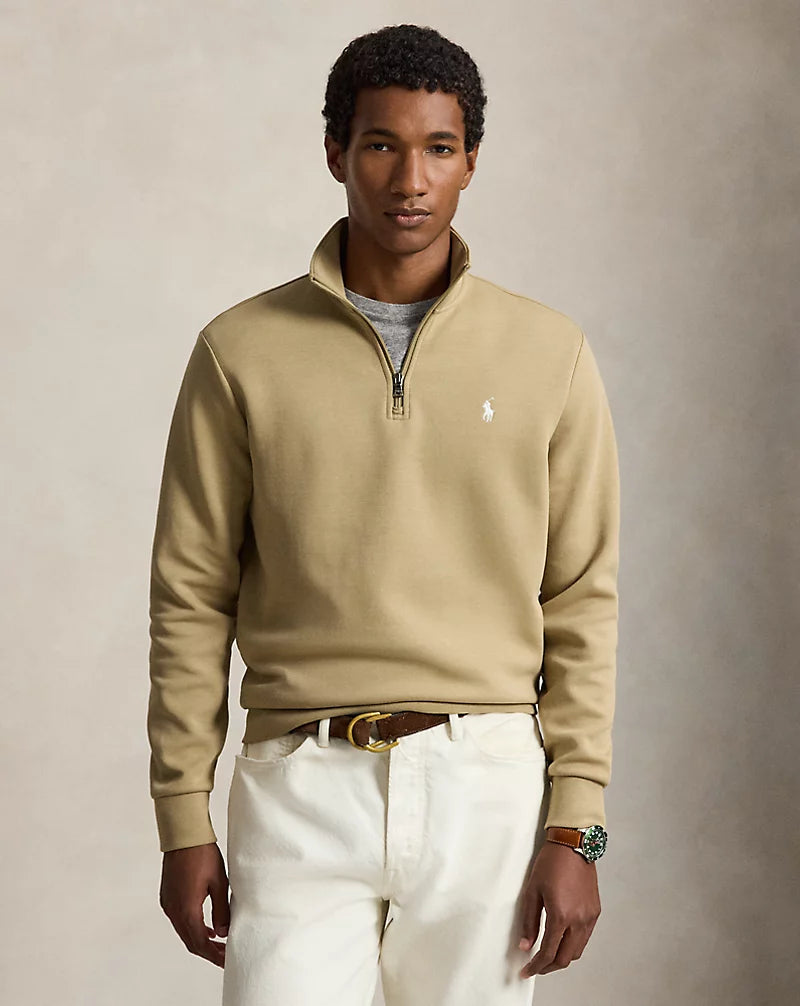 Polo Ralph Lauren Double-Knit Quarter Zip Pullover-Surrey Tan
