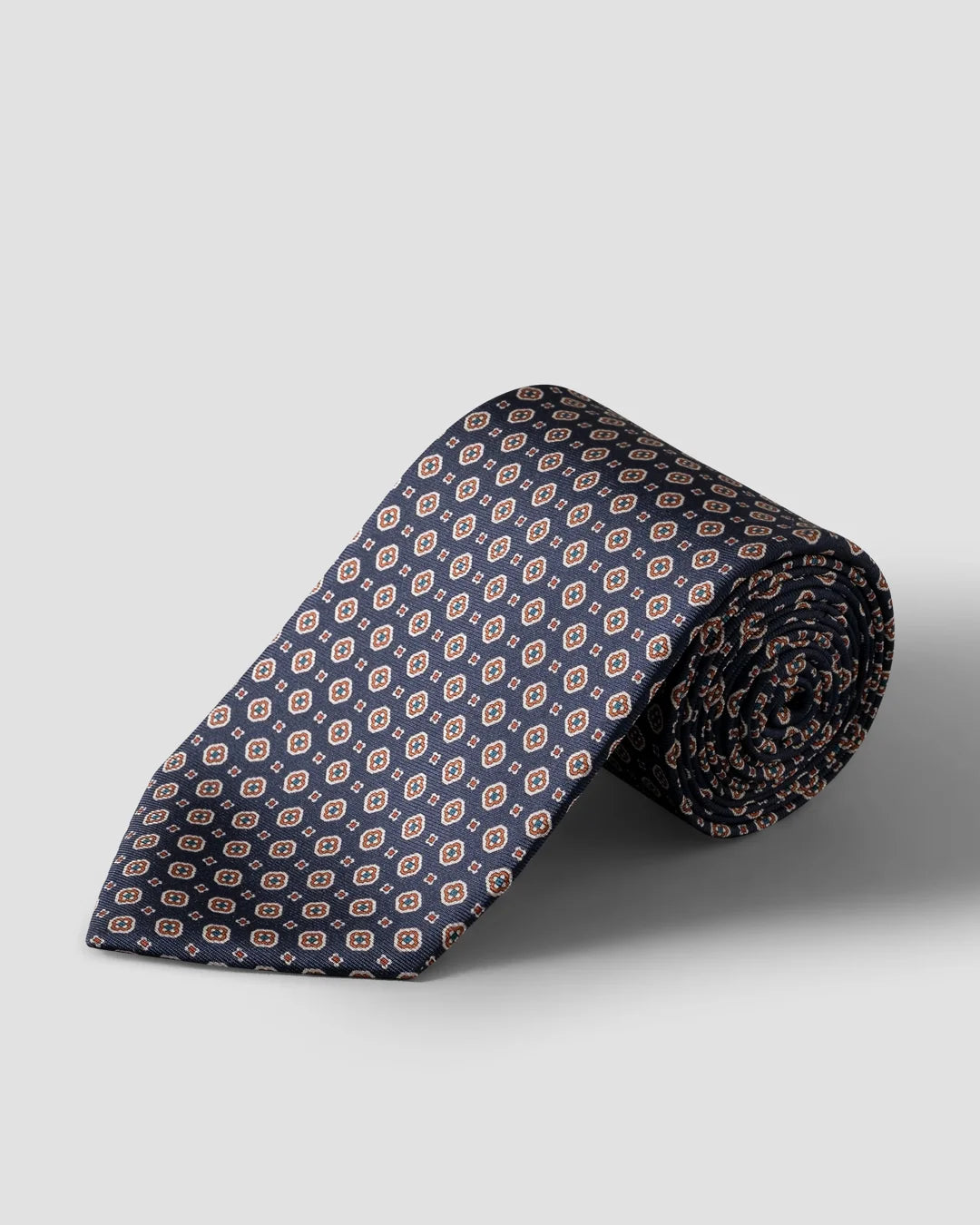 Eton Medallion Printed Silk Tie-Blue