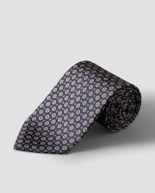 Eton Medallion Printed Silk Tie-Blue