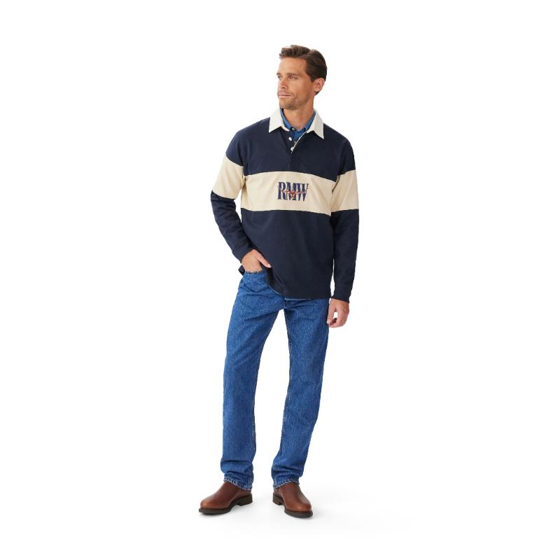 RM Williams Heritage Rugby Shirt-Navy Sand
