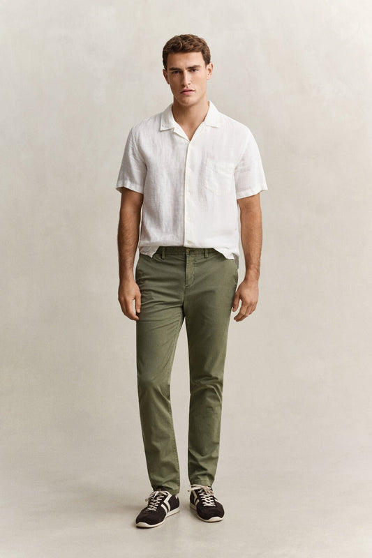 GANT Slim Fit Sunfaded Chinos-Dry Herb Green