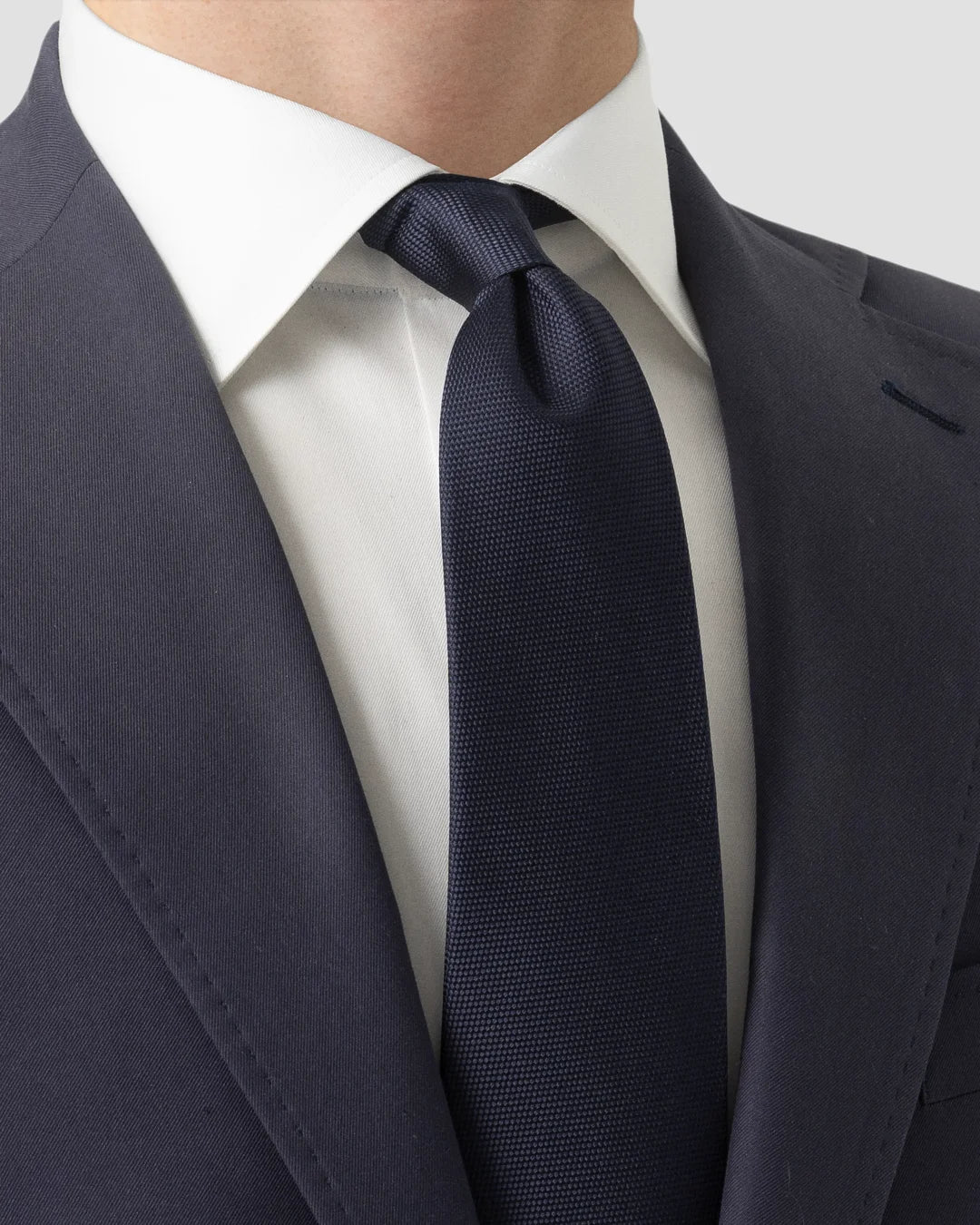 Eton Basketweave Silk Tie-Navy