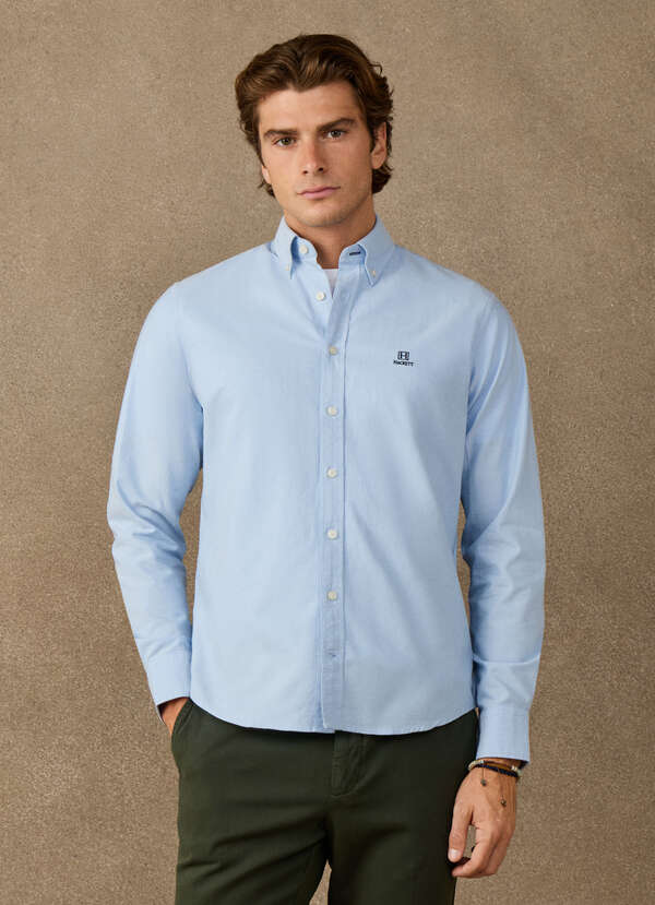 Hackett Heritage Classic Fit Solid Oxford Shirt-Blue