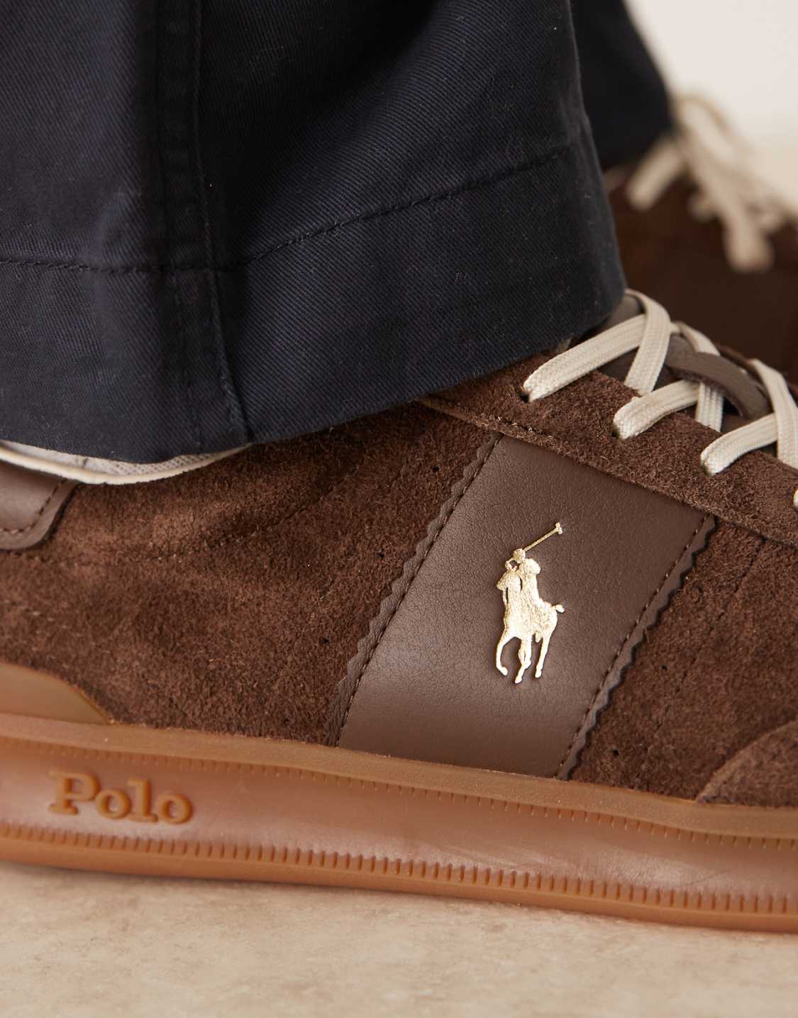 Polo Ralph Lauren Heritage Aera Leather/Suede Trainers-Brown