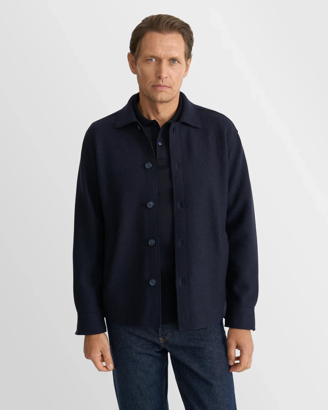 Eton Interlock Polo Shirt-Navy