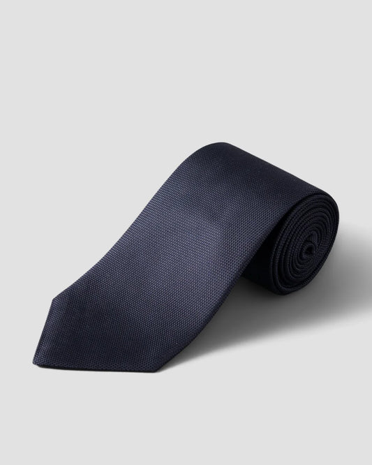 Eton Basketweave Silk Tie-Navy