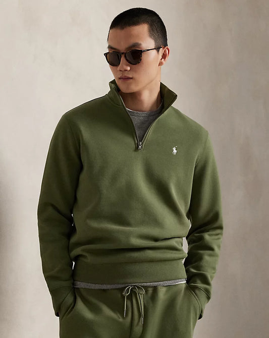Polo Ralph Lauren Double-Knit Quarter-Zip Pullover-Olive