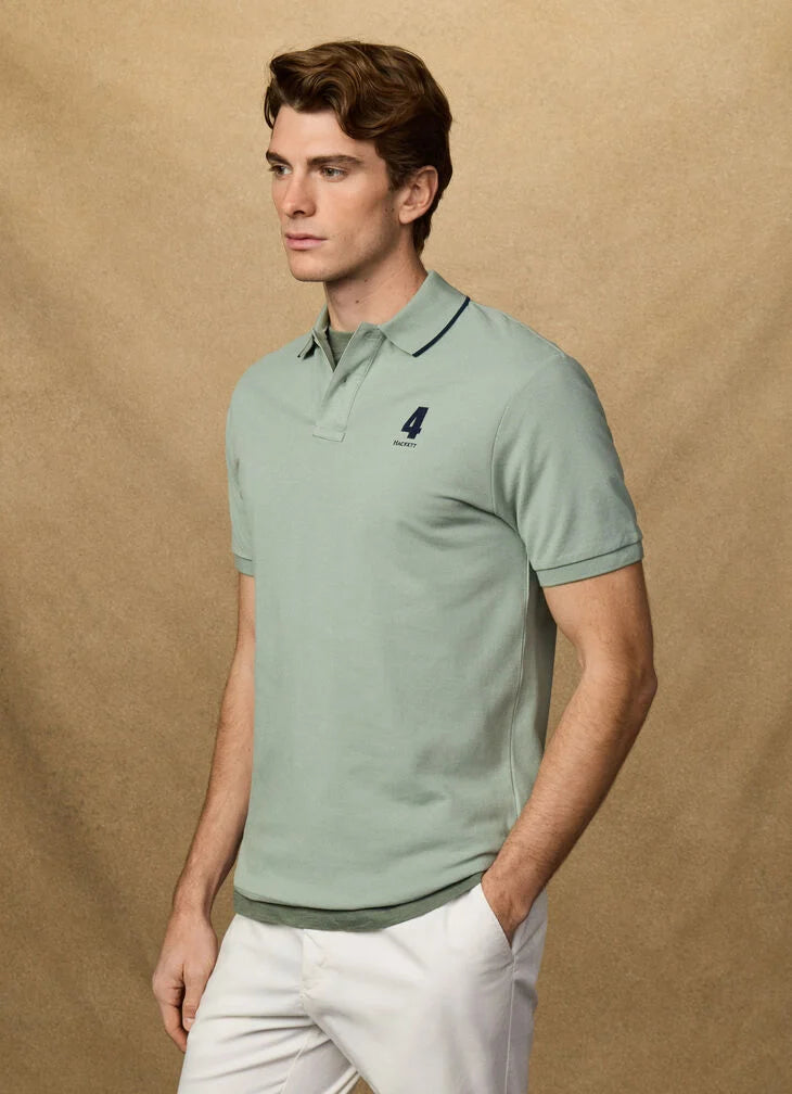 Hackett Heritage Classic Fit Number Polo - Sage Green