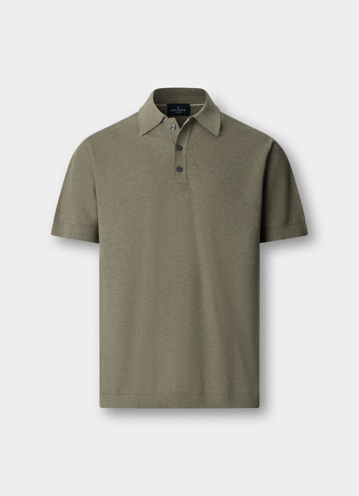 Hackett Classic Fit SS Knit Polo-Sage Green