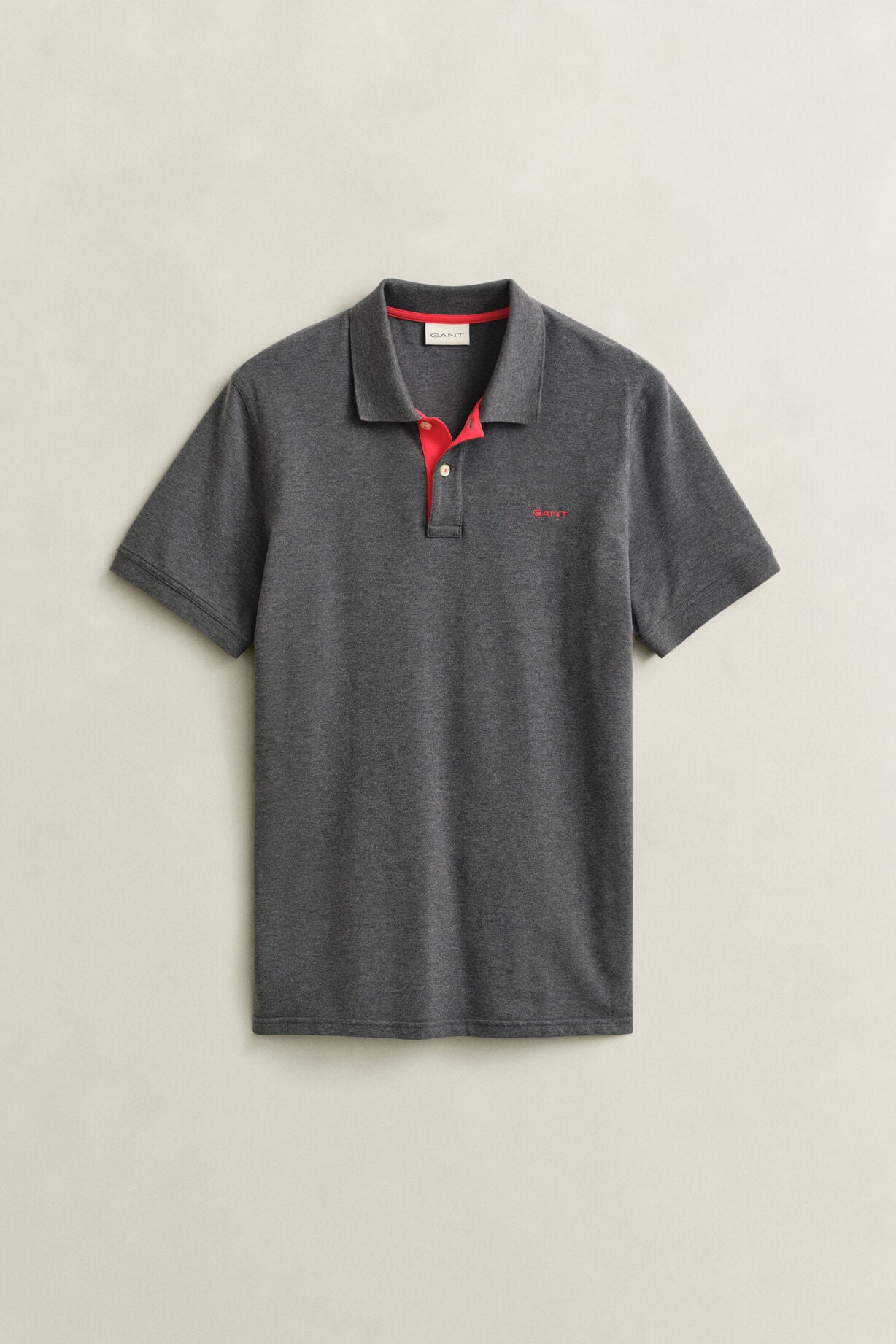 GANT Contrast Pique Polo Shirt-Antracite Melange