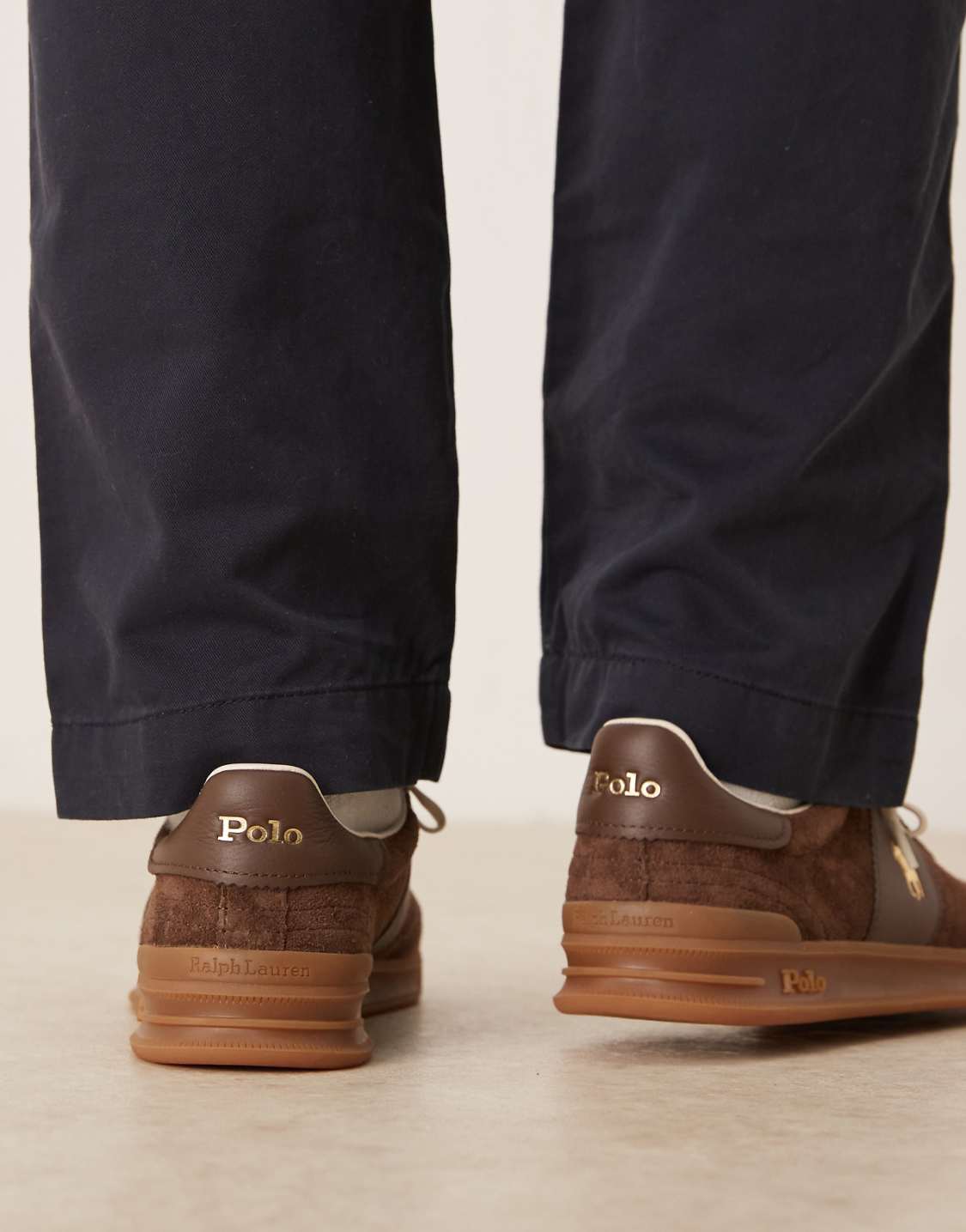 Polo Ralph Lauren Heritage Aera Leather/Suede Trainers-Brown