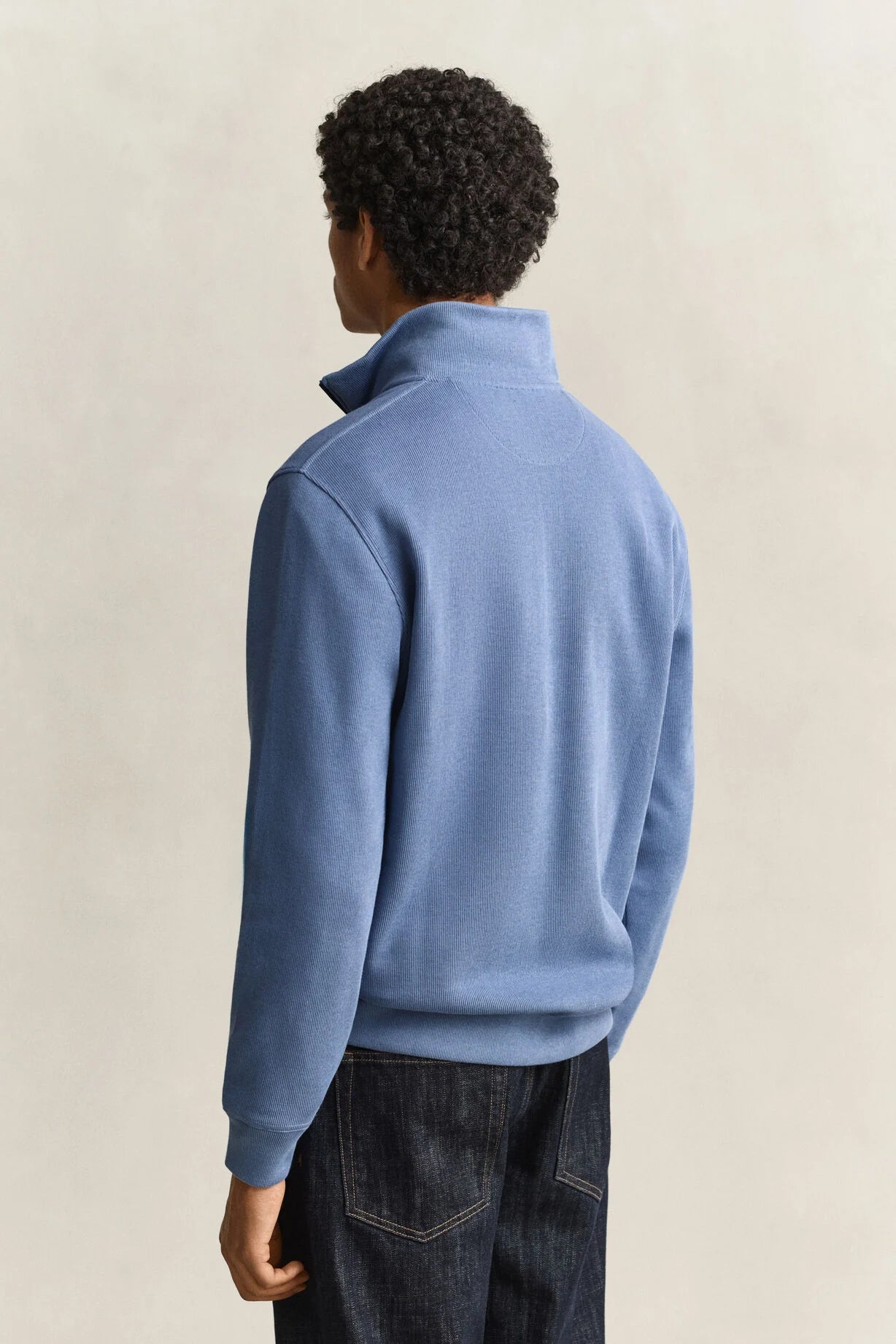 GANT Sacker Rib Half-Zip Sweatshirt-Blue Horizon