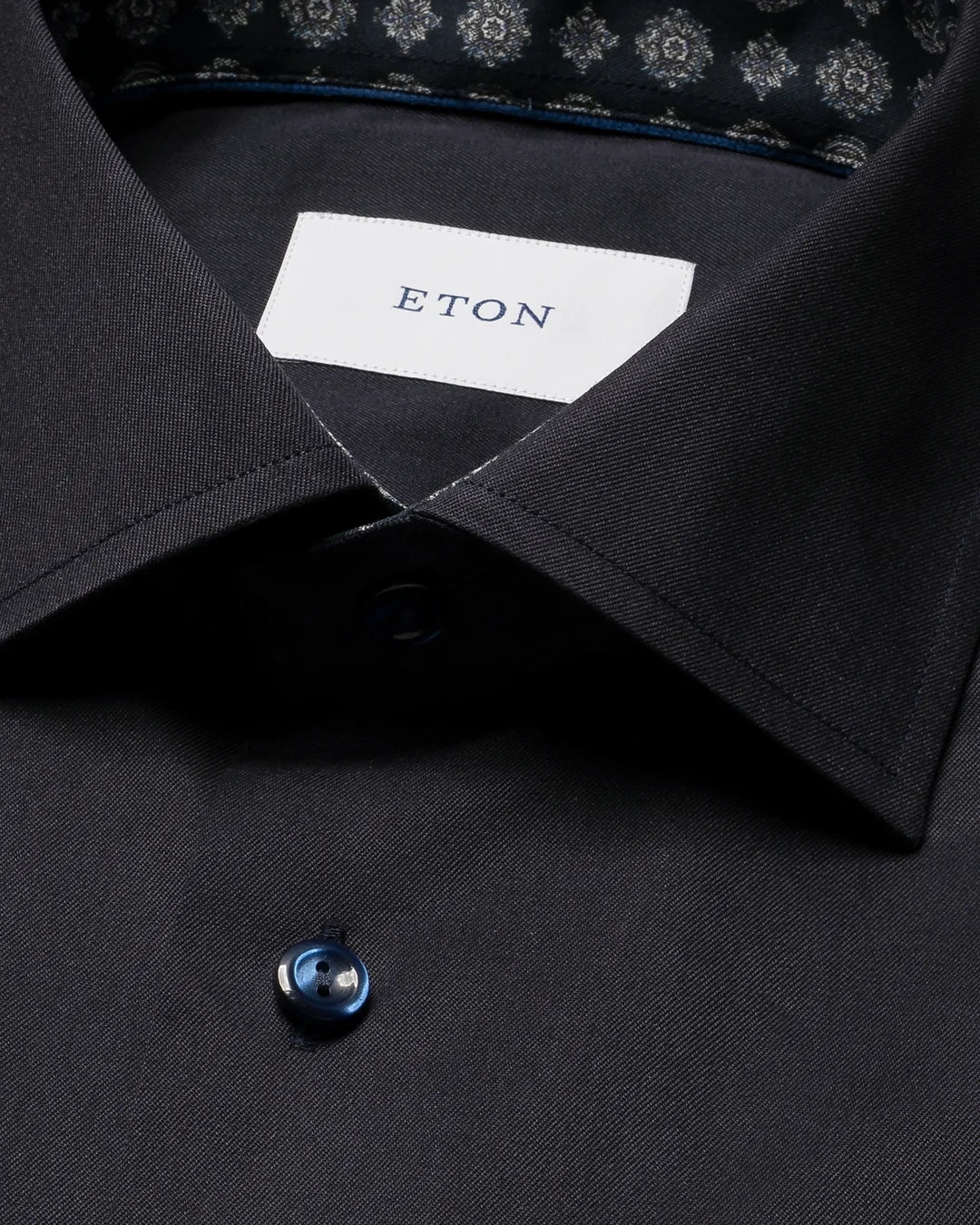 Eton Geometric Effect Signature Twill Contemporary Fit Shirt-Navy