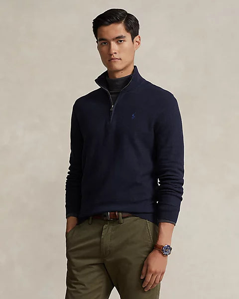 Polo Ralph Lauren Mesh-Knit Cotton 1/4 Zip Jumper